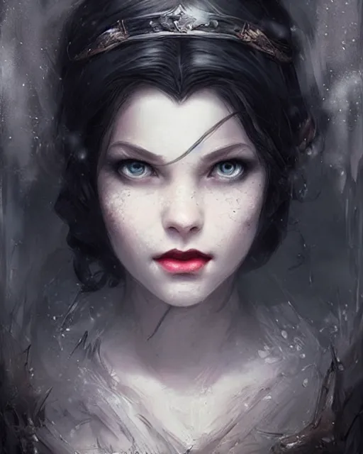 Prompt: snow white, hyper realistic face, beautiful eyes, fantasy art, in the style of greg rutkowski, intricate, hyper detailed, smooth