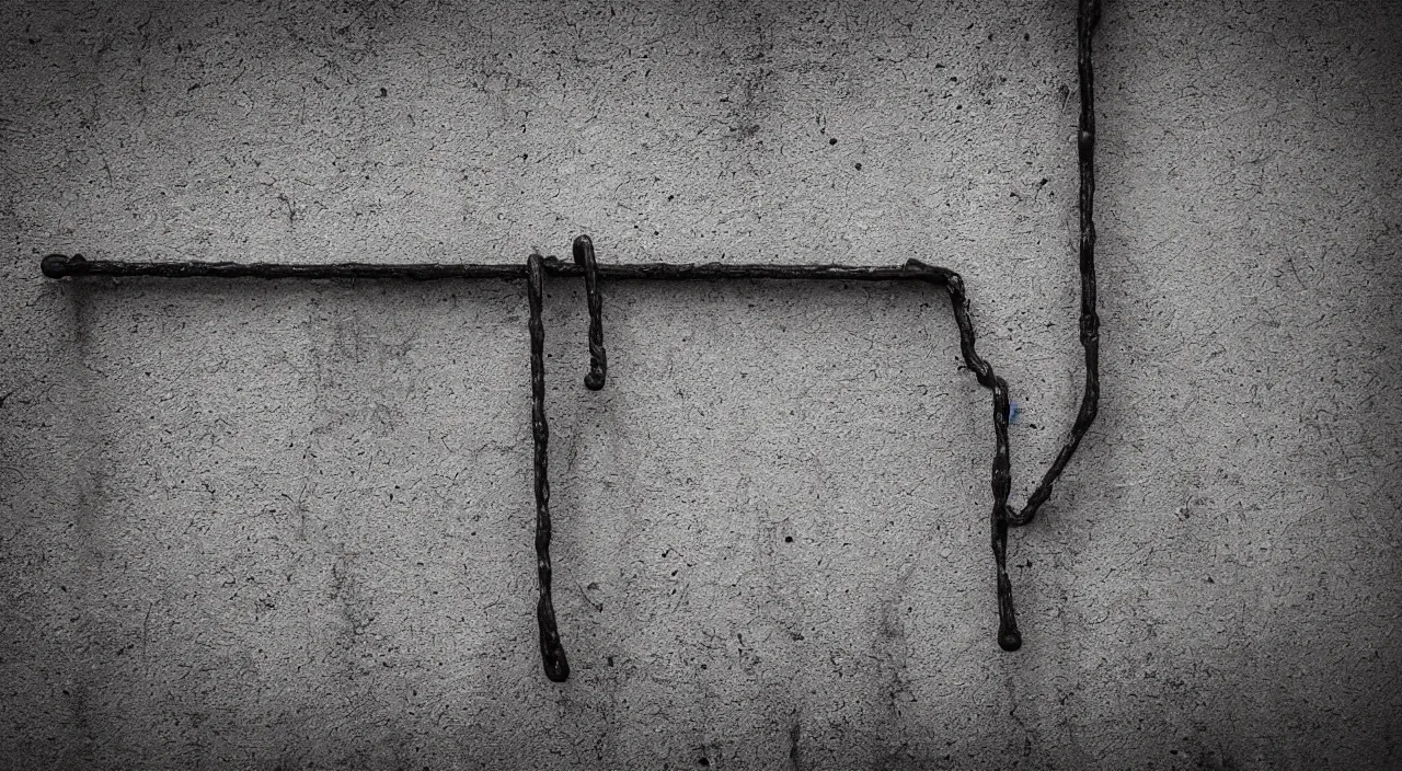 Prompt: dark unsettling creepy piece of rebar rod leaning against the wall, 5 5 mm photography detailed footage