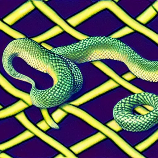 Prompt: M. C. Escher snake pattern