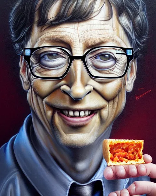 Image similar to detailed portrait of bill gates cheese!! grater!!! shredded by tomasz alen kopera and peter mohrbacher and johanna martine! and margaret keane! coherent luminescent