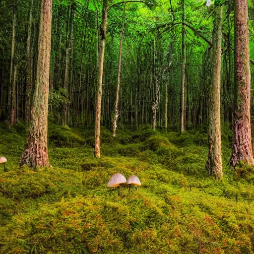 Prompt: Mushroom forest, lush, scenic