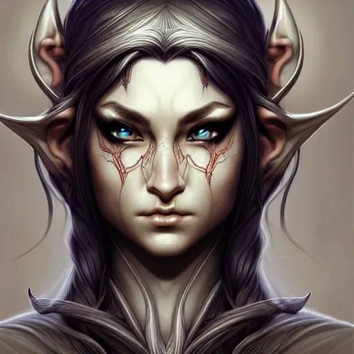 Image similar to digital art, centered head and shoulders of a elven ,intricate, veins, by James Jean and by artgerm , ultradetailed, charachter design, concept art, trending on artstation,