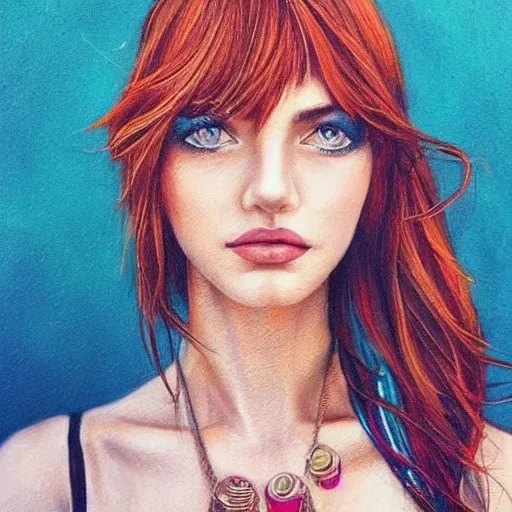 Prompt: Photorealistic portrait of Pyrrha Nikos, sharp, detailed, realistic, perfect, award winning photography, vibrant, colorful, beautiful, pinterest