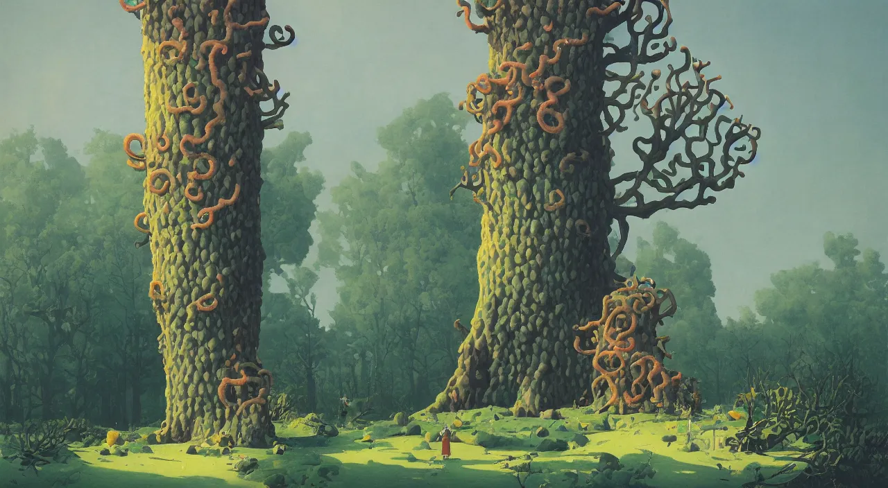 Prompt: single flooded coral tentacle tree tower, very coherent and colorful high contrast!! masterpiece by rene magritte simon stalenhag carl spitzweg syd mead norman rockwell edward hopper james gilleard, overdetailed, minimalist, dark shadows, sunny day, hard lighting