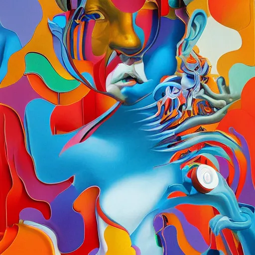Prompt: 3 d abstract poster design, by james jean and salvador dali and shusei nagaoka, john galeano, textured oil on canvas, expanded surrealism, neoclassicism, renaissance, depth of field, hyper realistic, grainy, cell shaded, metallic reflections, physically based rendering, 8 k