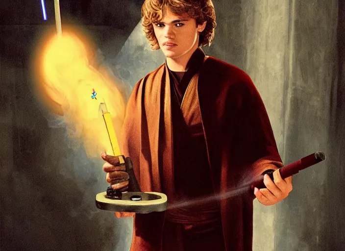 Image similar to anakin skywalker smoking a bong in the basement