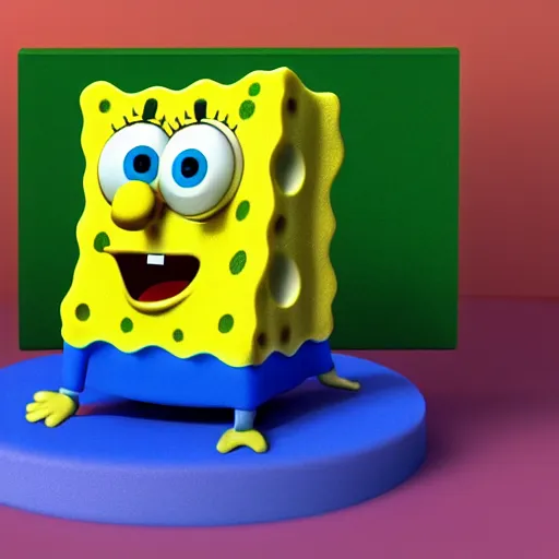 Prompt: spongebob squarepants made of rubber in 3 d, hyperrealistic, 4 k