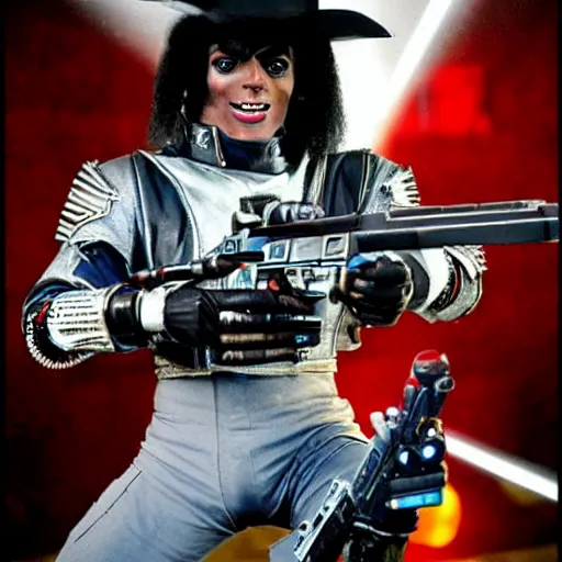 Prompt: thriller - era michael jackson as a space marine in the warhammer 4 0 k universe