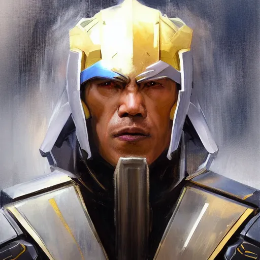 Image similar to greg manchess portrait painting of raiden from mortal kombat as overwatch character, medium shot, asymmetrical, profile picture, organic painting, sunny day, matte painting, bold shapes, hard edges, street art, trending on artstation, by huang guangjian and gil elvgren and sachin teng