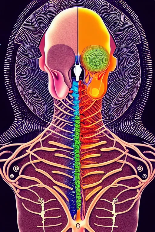 Prompt: psychedelic anatomically accurate labeled medical diagram of alien animal, intricate parts, fine details, hyper realistic, elegant minimalism, by seichen, surreal