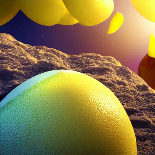 Prompt: a lemon planet 3 d render