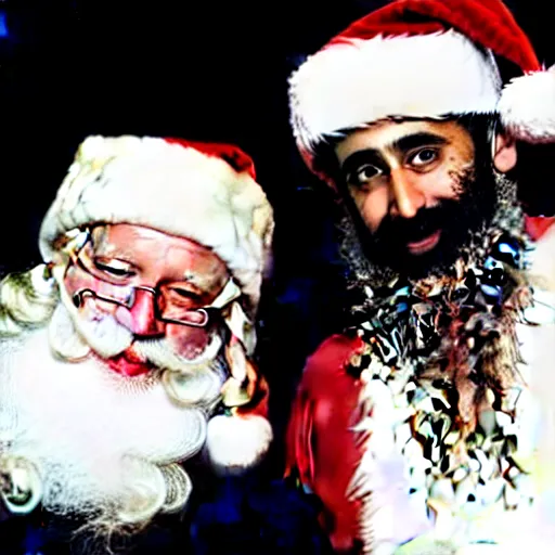 Image similar to uhd candid photo of santa and osama bin laden with seal team 6. selfie. annie leibowitz and steve mccurry