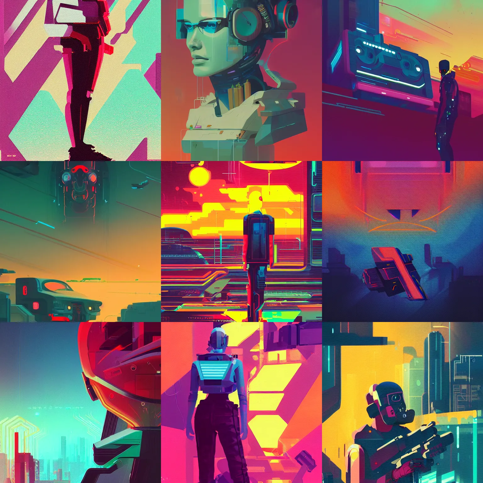 Prompt: a graph style guach impasto lovers, cyberpunk art by james gilleard, cgsociety, retrofuturism, synthwave, retrowave, outrun.