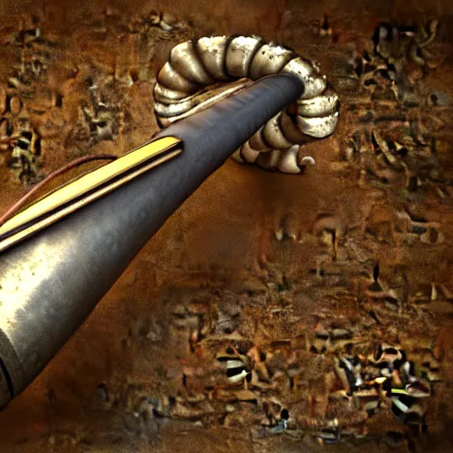 Image similar to a 3 d render of a medieval blowing horn, winding horn, animal horn, higly detailed, mystic, artwork