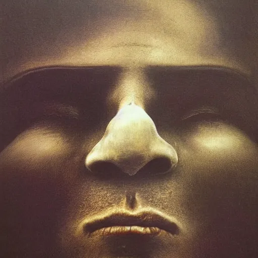 Image similar to portrait of burna boy, painting by zdzislaw beksinski,