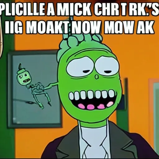 Image similar to Pickle Rick, I´m not a cow, I am a pickle