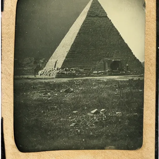 Image similar to tintype photo, upside down pyramids