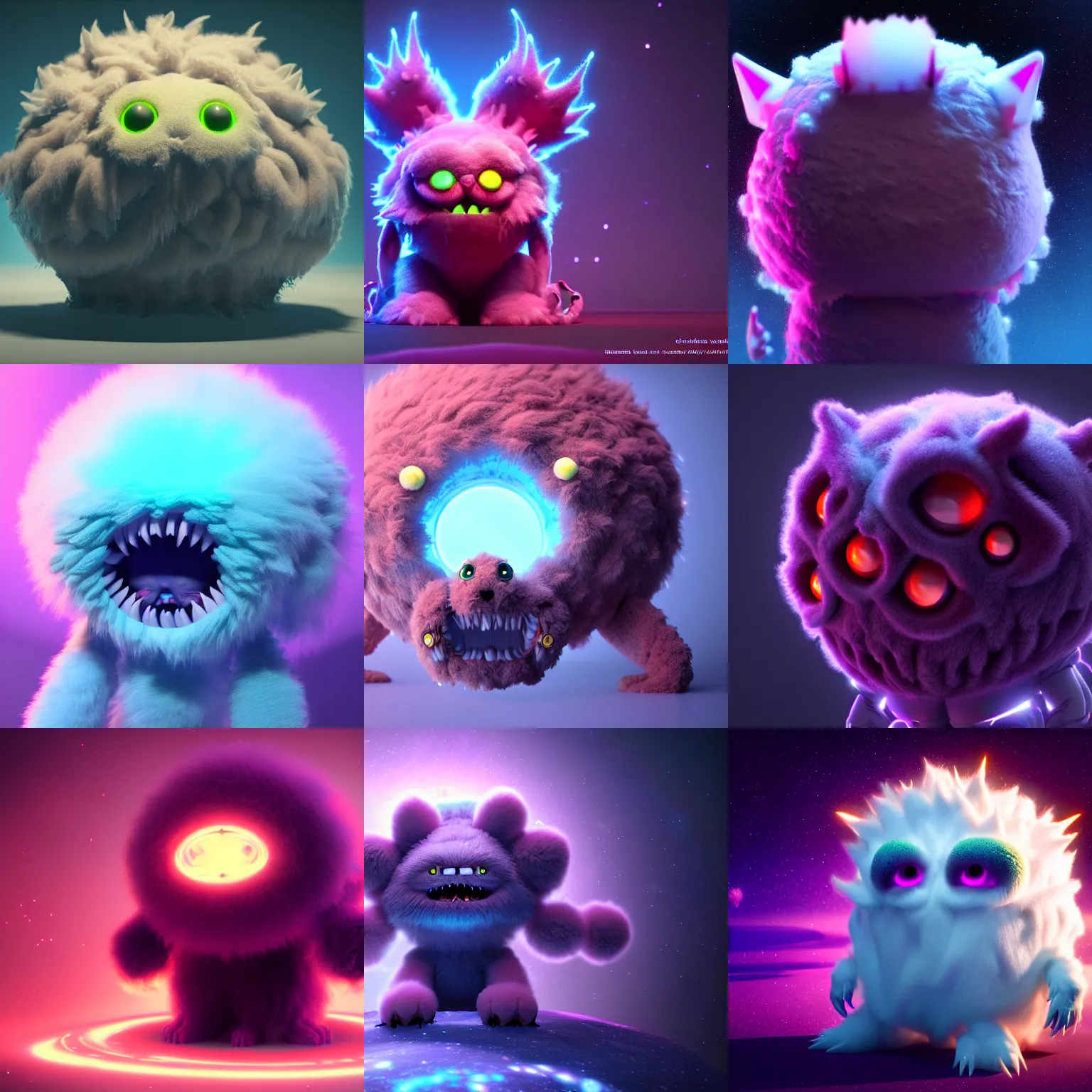 Image similar to incredibly cute and fluffy cosmic horror creature, 8k octane render