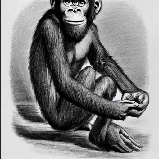 Image similar to Darwin drawn like an ape