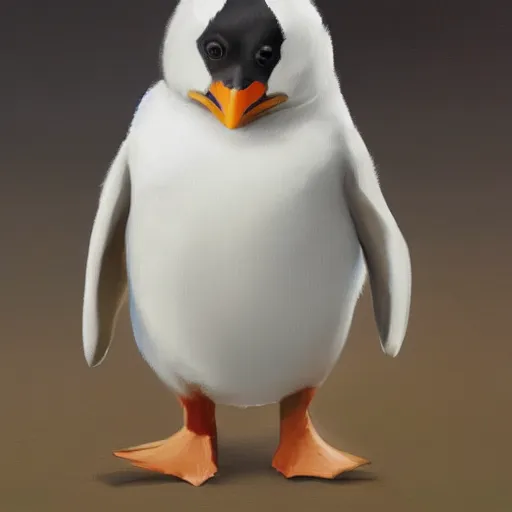 Prompt: cute penguim, oil on canvas, realism, artstation, concept character art