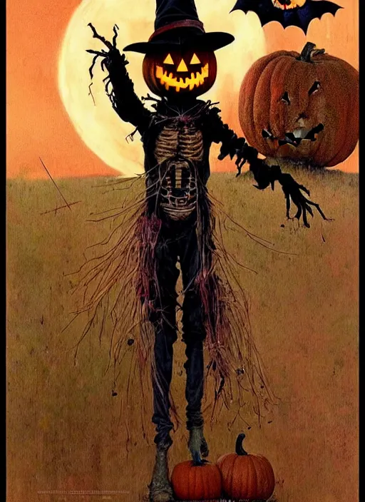 Image similar to halloween scarecrow by chiara bautista and beksinski and norman rockwell and greg rutkowski weta studio, and lucasfilm