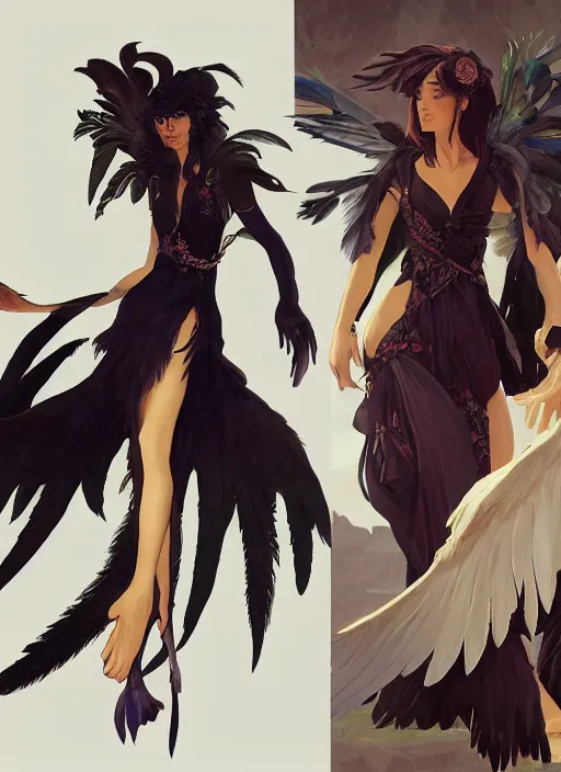 Prompt: concept art painting of a harpy with black feathers, pirate clothes, detailed, realistic, cel shaded, in the style of makoto shinkai and james gurney and alphonse mucha and greg rutkowski and artgerm