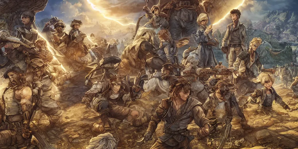 Image similar to now is the time to lift our nation from the quicksands of racial injustice to the solid rock of brotherhood. ultrafine highly detailed colorful illustration, intricate linework, sharp focus, octopath traveler, final fantasy, unreal engine highly rendered, global illumination, radiant light, intricate environment