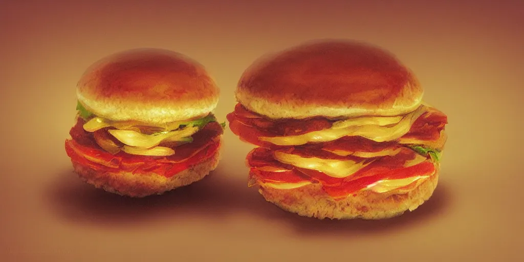 Image similar to a murano hamburger, murano, digital art, dramatic product lighting