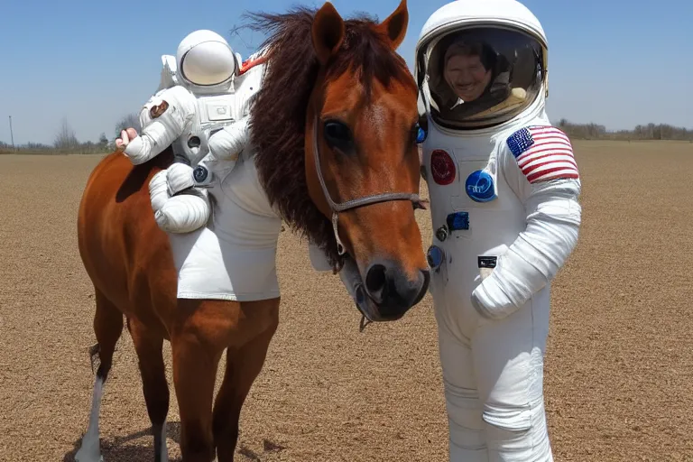 Image similar to horse hugging an astronaut