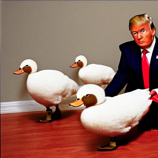 Prompt: Donald Trump with duck legs, national geographic photograph,