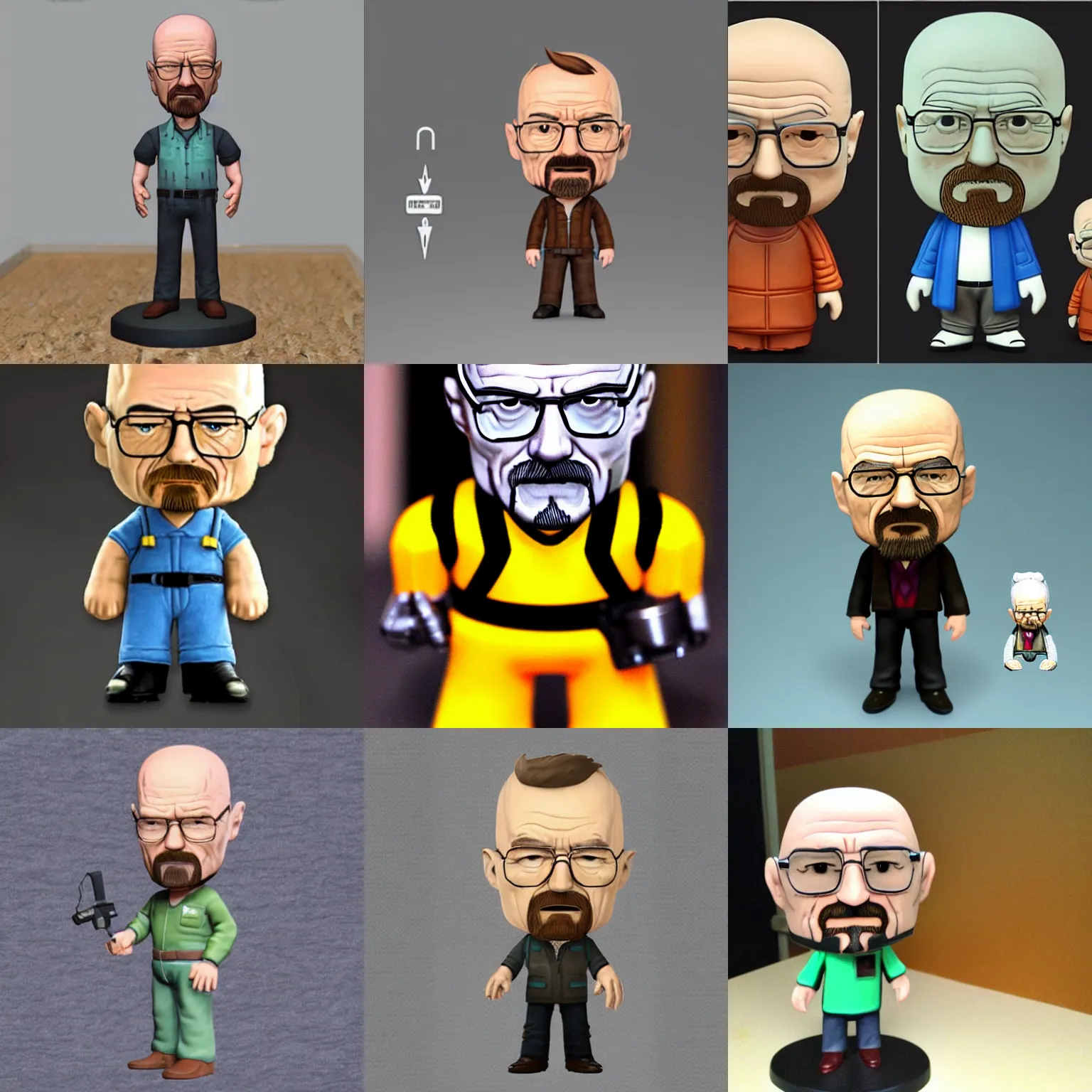 Prompt: Walter White as a fallout bobble head