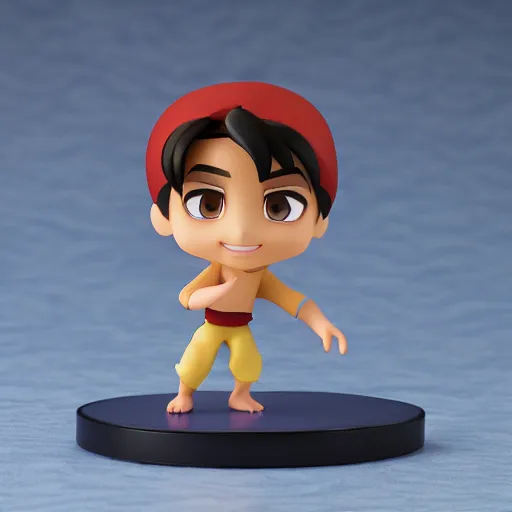 Image similar to pixar 3 d aladdin as nendoroid, side view, 8 k hd dof, kodak film,