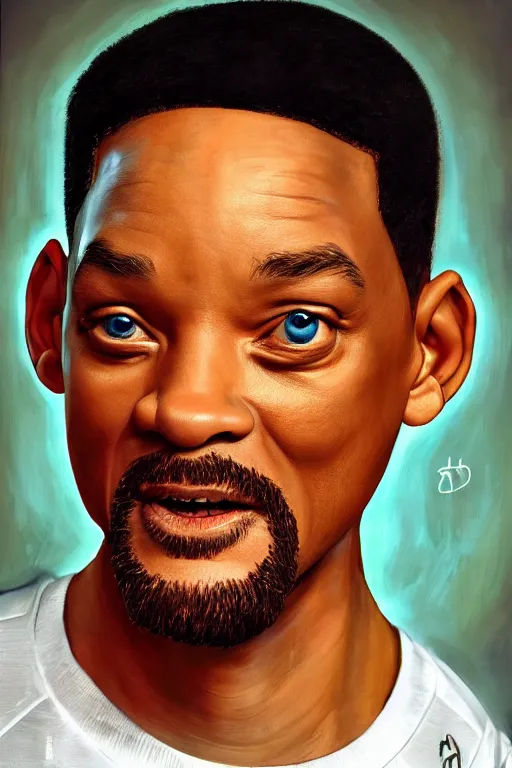 Prompt: Will Smith as a Simpson, oil on canvas, intricate, portrait, 8k highly professionally detailed, HDR, CGsociety