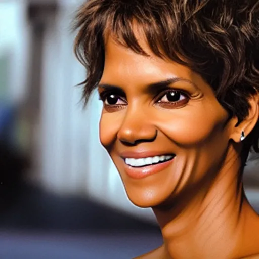 Image similar to halle berry as an anthropomorphic blueberry