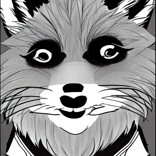 Prompt: official manga line art of a closeup of an anthropomorphic furry male fox wearing a fancy tuxedo, handsome eyes and smile, studio anime line art