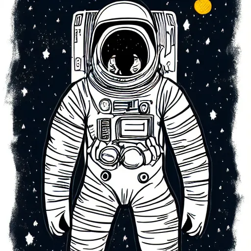 Prompt: monkey astronaut illustration,