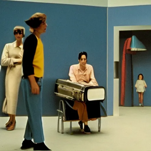 Prompt: an ethnographic object in a movie by jacques tati, still movie