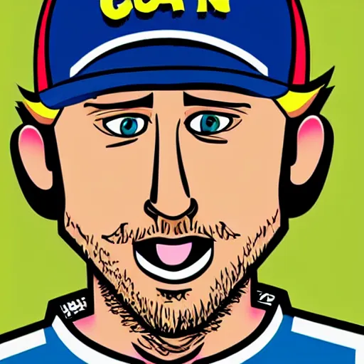 Prompt: Cartoon caricature of Ryan Gosling, silly