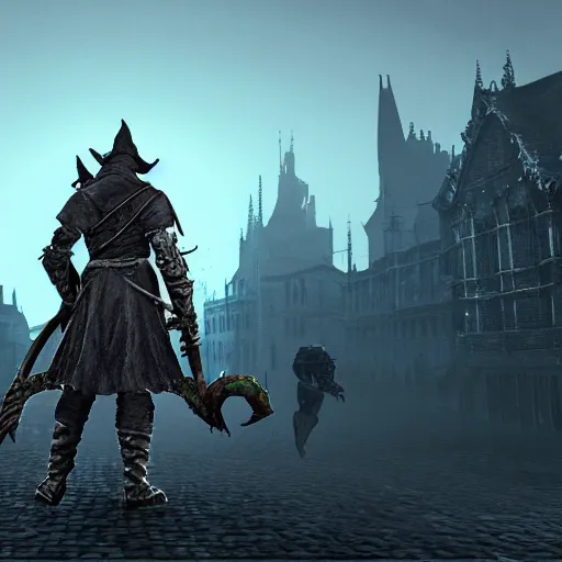 Prompt: bloodborne low poly oldschool runescape, running on psx, gameplay screenshot