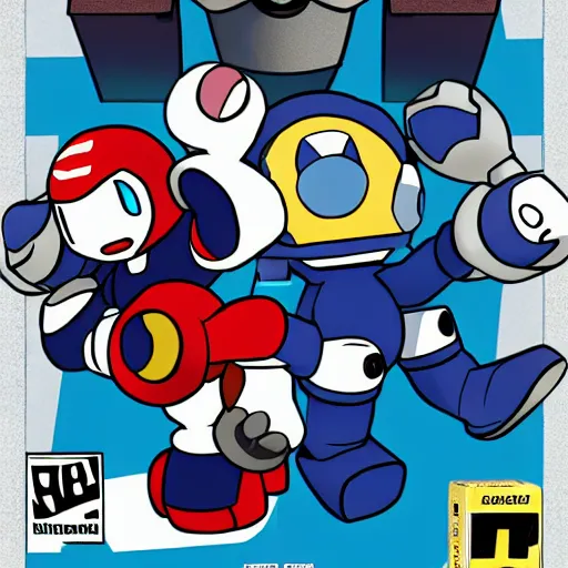 Image similar to unibomberman, ted kaczynski megaman box art