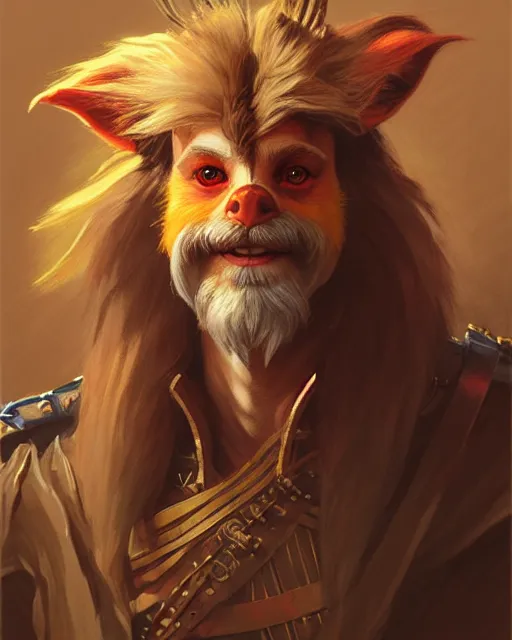 Image similar to portrait of sir didymus from the labyrinth, fine details, realistic shaded lighting poster by greg rutkowski, magali villeneuve, artgerm, jeremy lipkin and michael garmash and rob rey