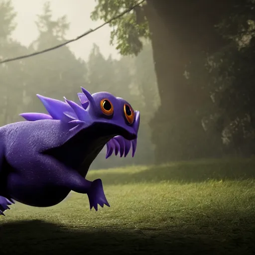 Image similar to photography of a realistic gastly animal, ultra detailed, 8 k, cinematic lighting, natural background, trending on artstation, pokemon