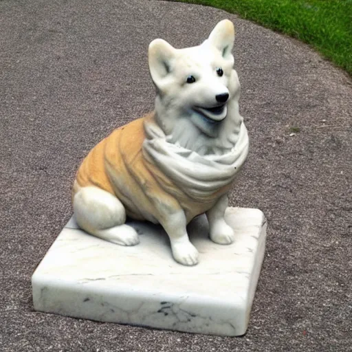 Image similar to Marble statue of a corgi