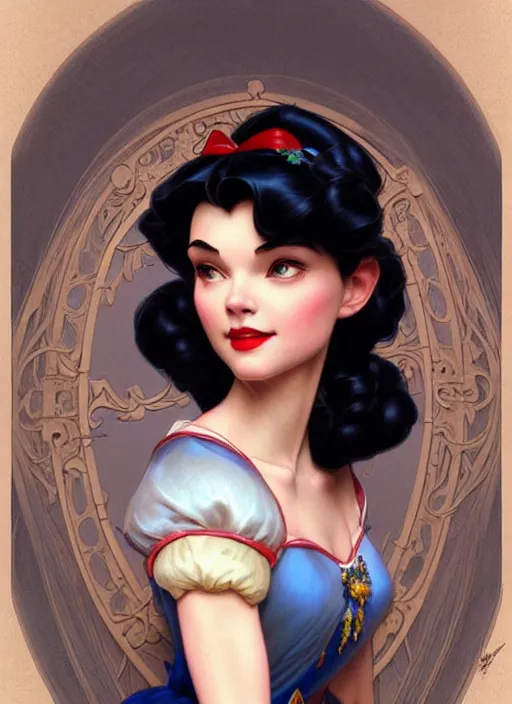 Image similar to portrait of disney snow white, intricate, elegant, highly detailed, my rendition, digital painting, loose pencil sketch, sketchy, artstation, concept art, smooth, sharp focus, illustration, art by artgerm and greg rutkowski and alphonse mucha and uang guangjian and gil elvgren and sachin teng, symmetry!!