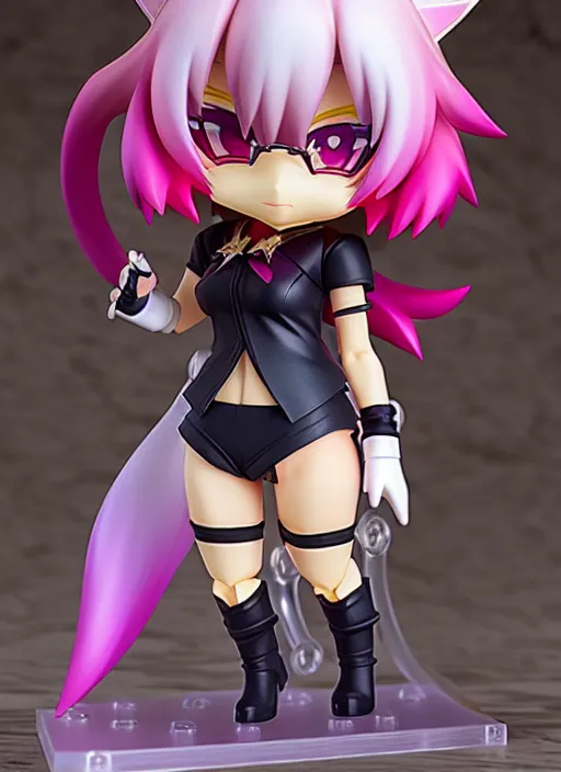 Prompt: chic kda ahri from league of legends nendoroid full body hyperdetalied, hero action pose, osamu tezuka, macoto takahashi, chibi, q posket, 8 k realistic, 3 d, cryengine, exquisite, charming smile, shape focus, symmetrical face, artstation, frostbite 3 engine, cryengine