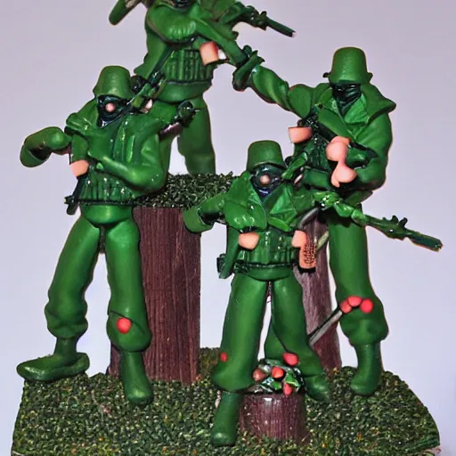 Image similar to toy soldiers in spiderweb