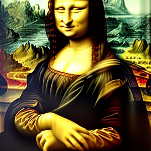 Image similar to mona lisa with a dog face, highly detailed