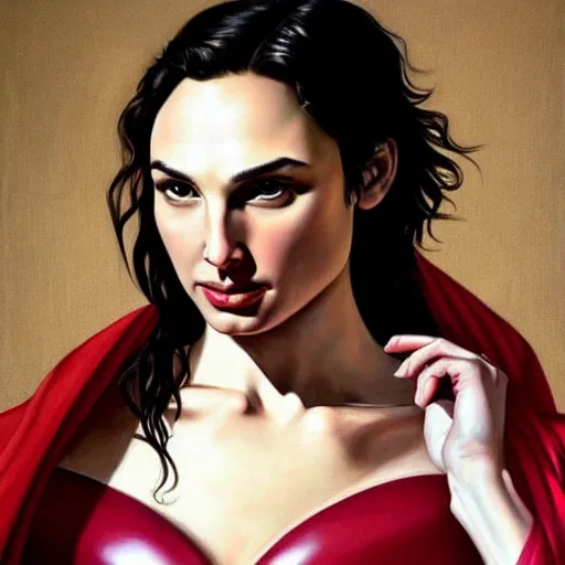 Image similar to a striking hyper real painting of Gal Gadot by caravaggio.