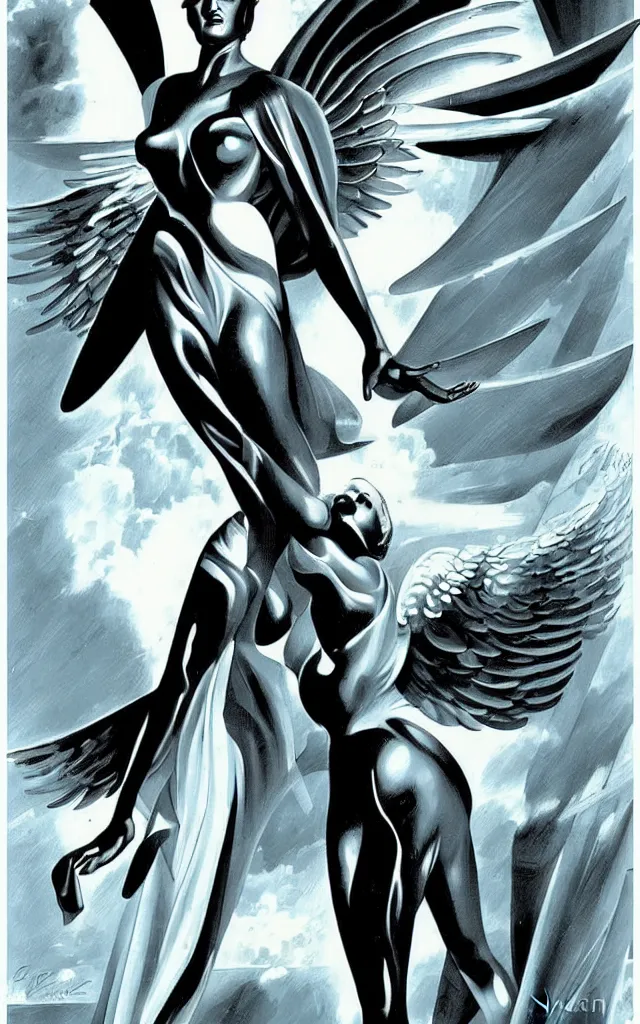 Image similar to futurist cybernetic angel, future perfect, award winning digital art by enoch bolles