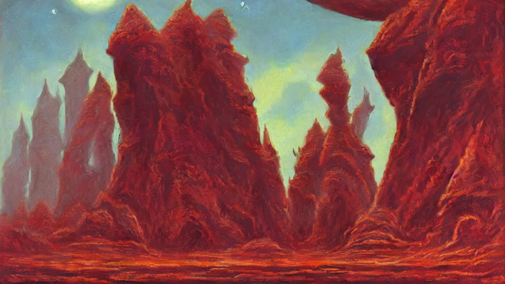 Image similar to mysterious sculpture of an alien civilization by paul lehr and john schoenherr, cinematic matte painting